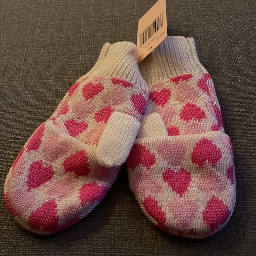 Juicy Couture Heart Print Pop Top Convertible Mittens to open finger Mitts - Picture 4 of 7